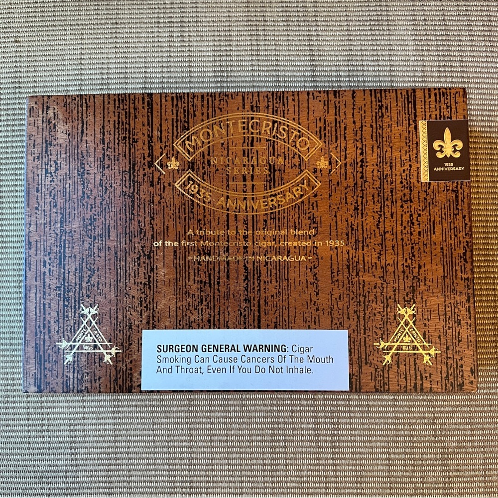 Montecristo 1935 Anniversary Nicaragua Espeso: 60x5 1/2 Empty Cigar Box